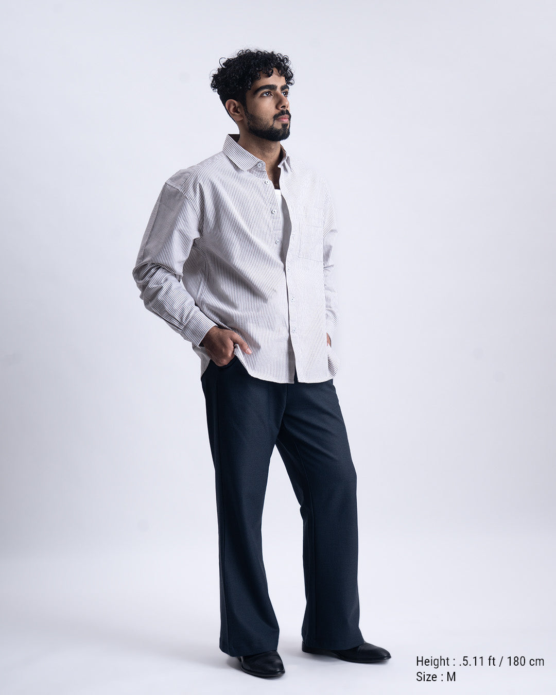 Striped Cropped Relaxed Shirt In Brown