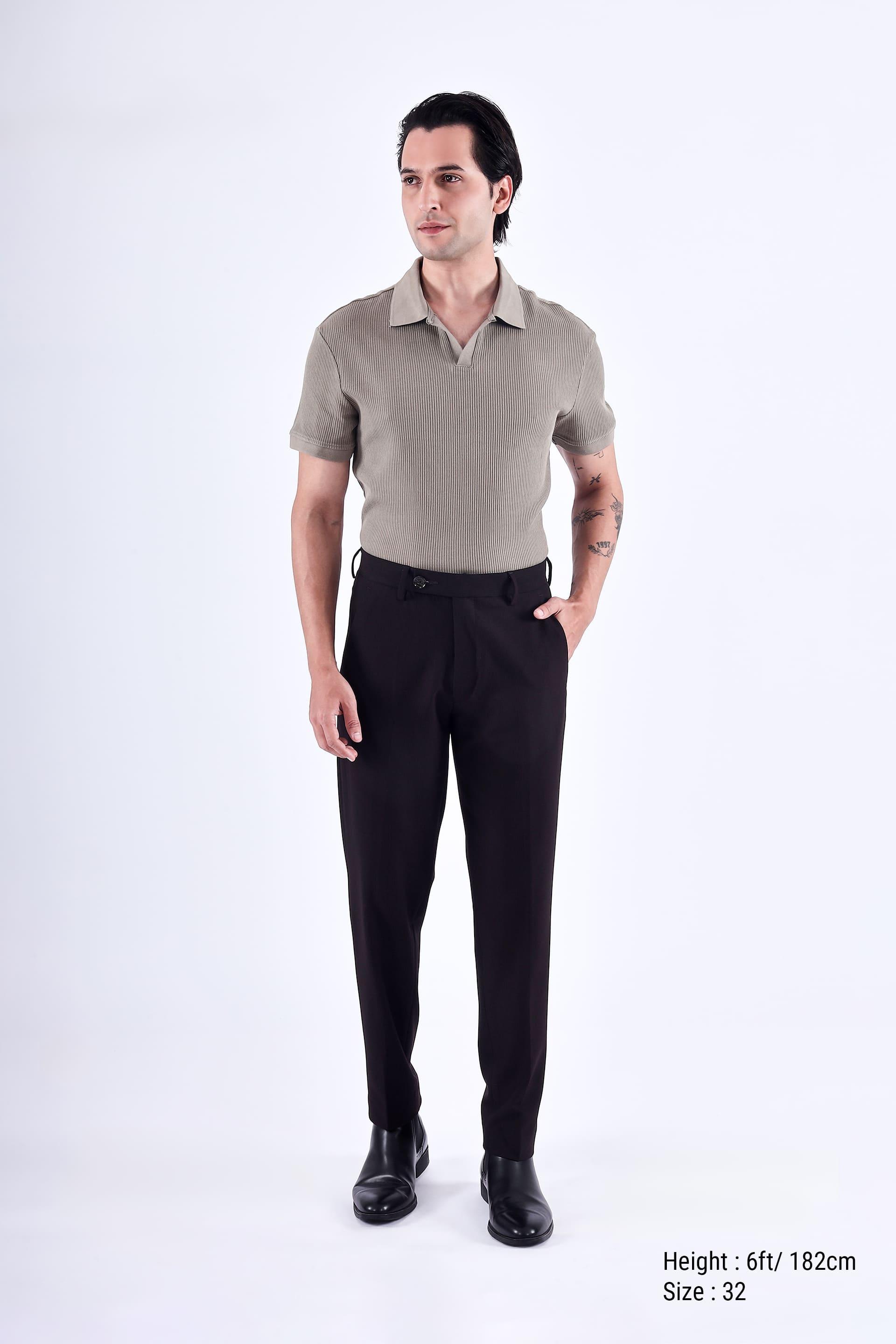 EASY IRON STRIPED FORMAL PANTS IN WINE