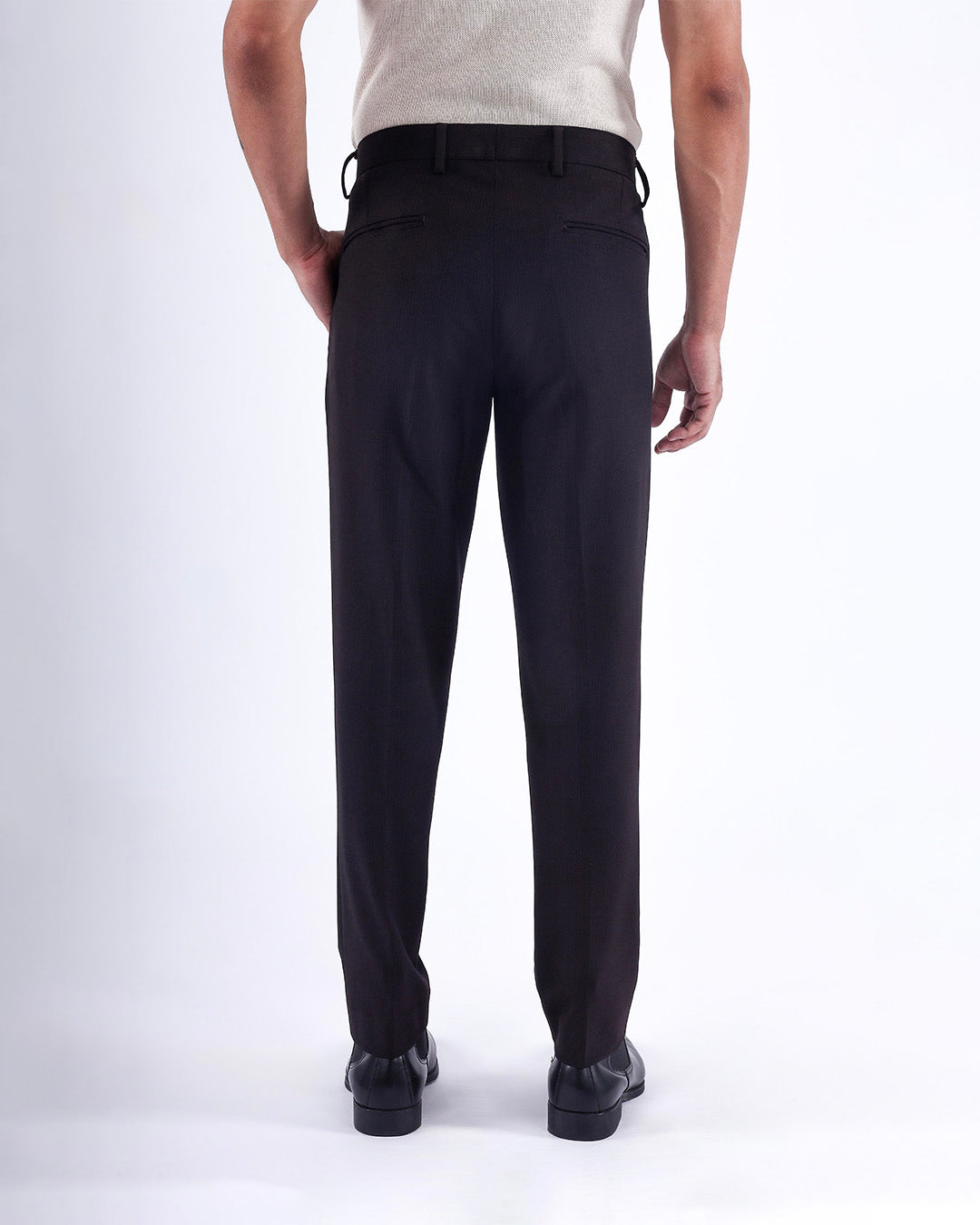 Easy Iron Striped Formal Pants In Wine