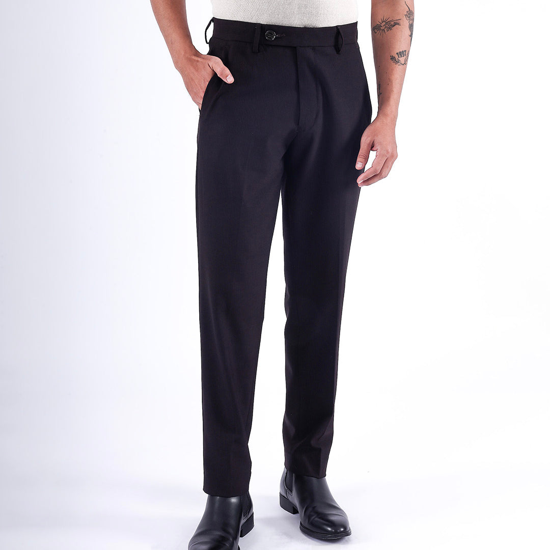 Easy Iron Striped Formal Pants In Wine