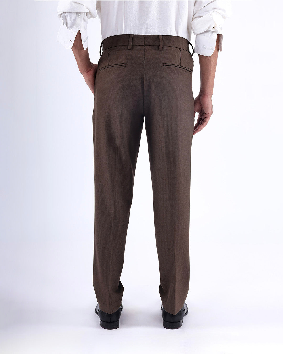 Easy Iron Striped Formal Pants In Brown