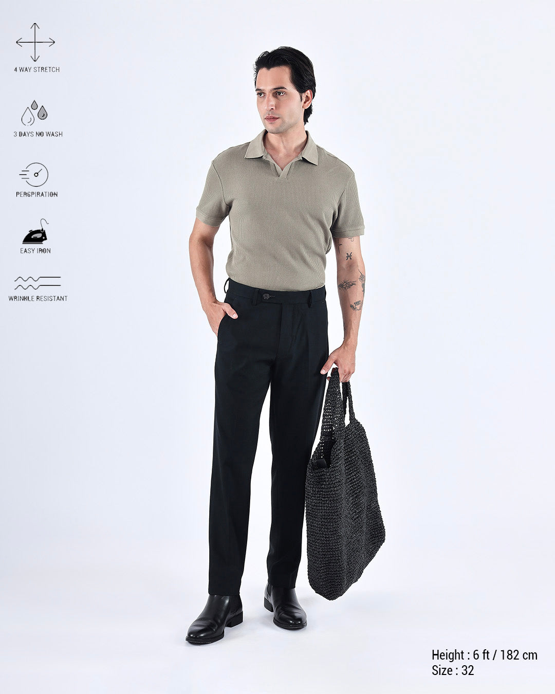 Easy Iron Striped Formal Pants In Green