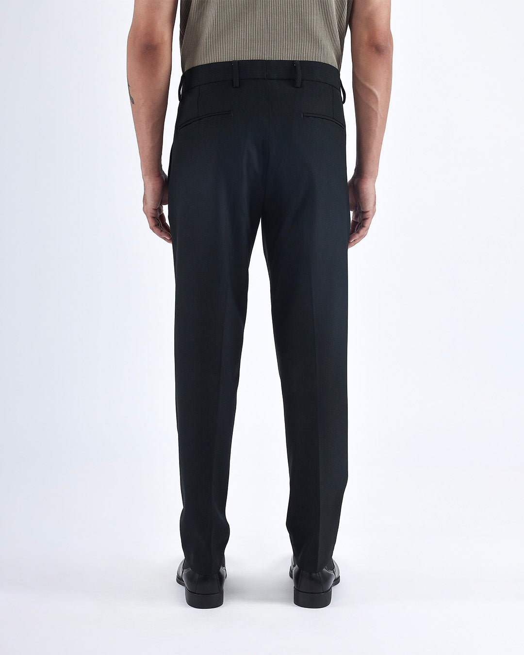 Easy Iron Striped Formal Pants In Green