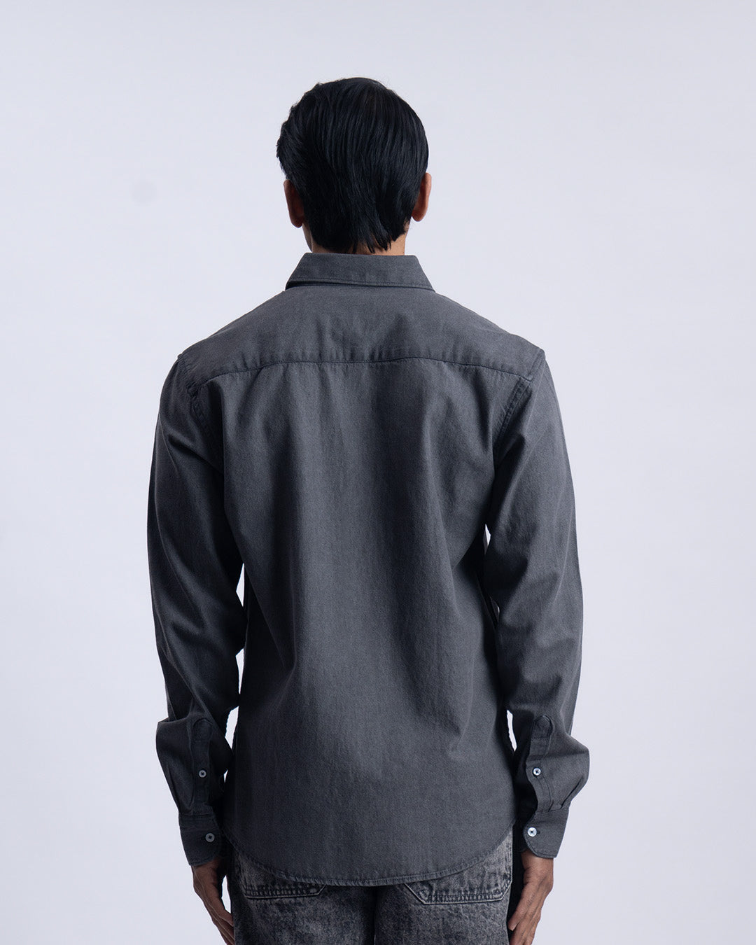 Classic Denim Tailored Shirt In Grey