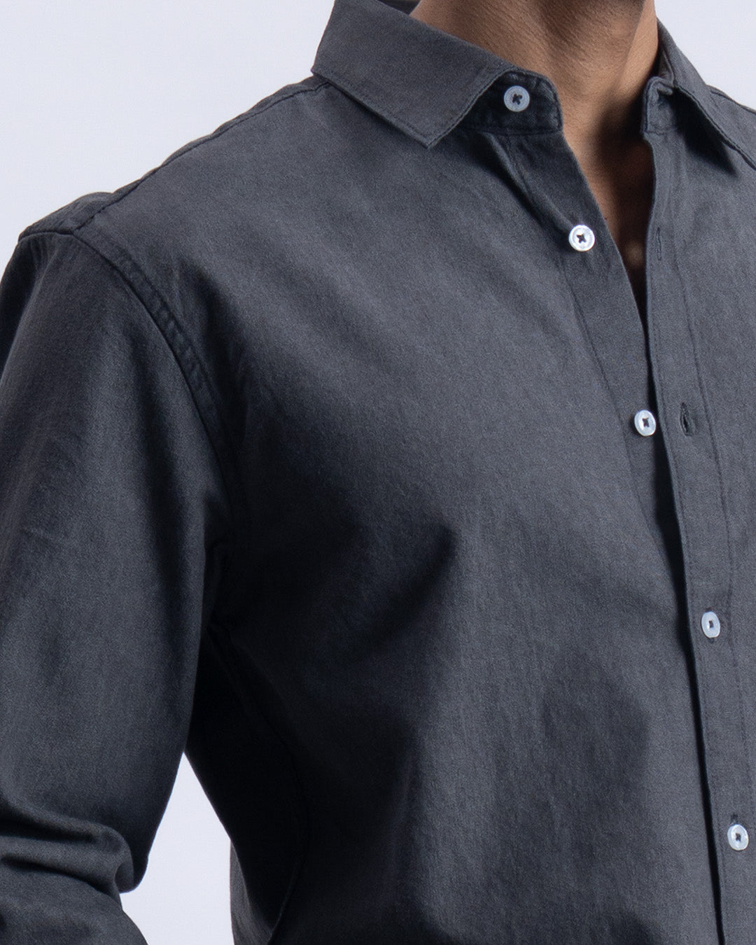 Classic Denim Tailored Shirt In Grey