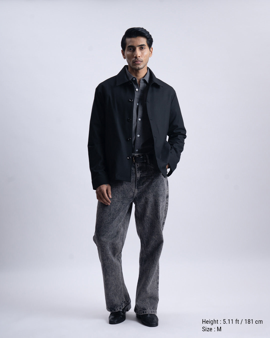 Classic Denim Tailored Shirt In Grey