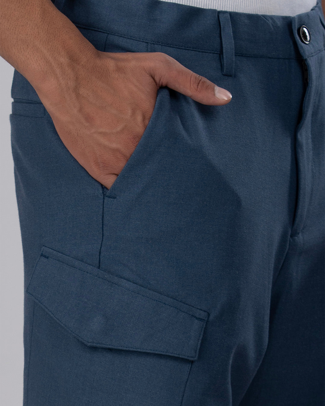 Easy Iron Cargo Shorts In Blue