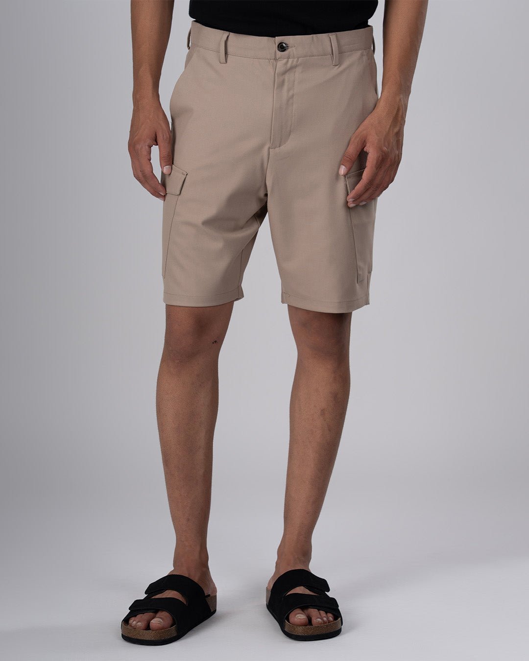 Easy Iron Cargo Shorts In Beige