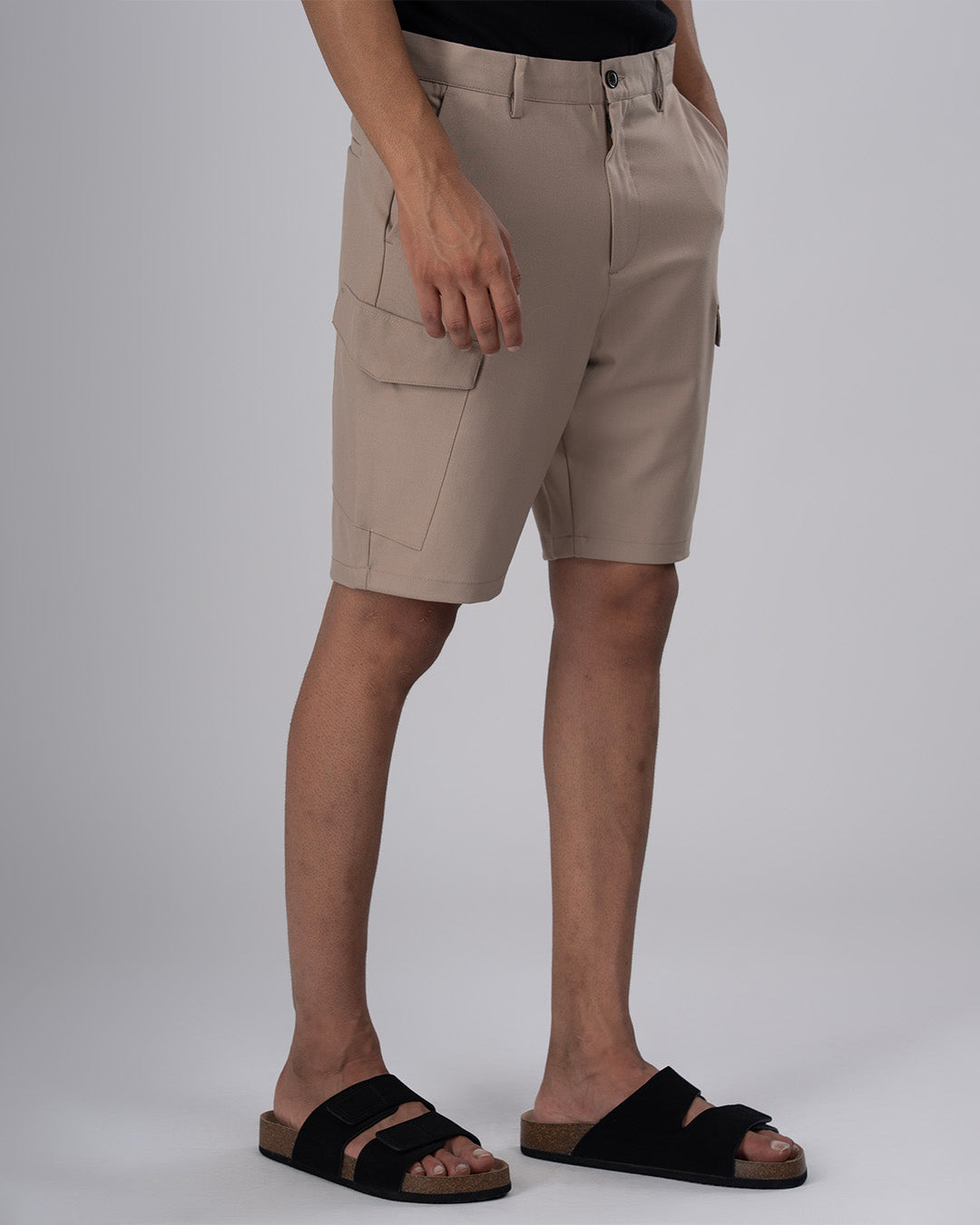 Easy Iron Cargo Shorts In Beige