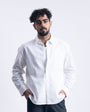 Linen Fused Relaxed Cropped Shirt In White