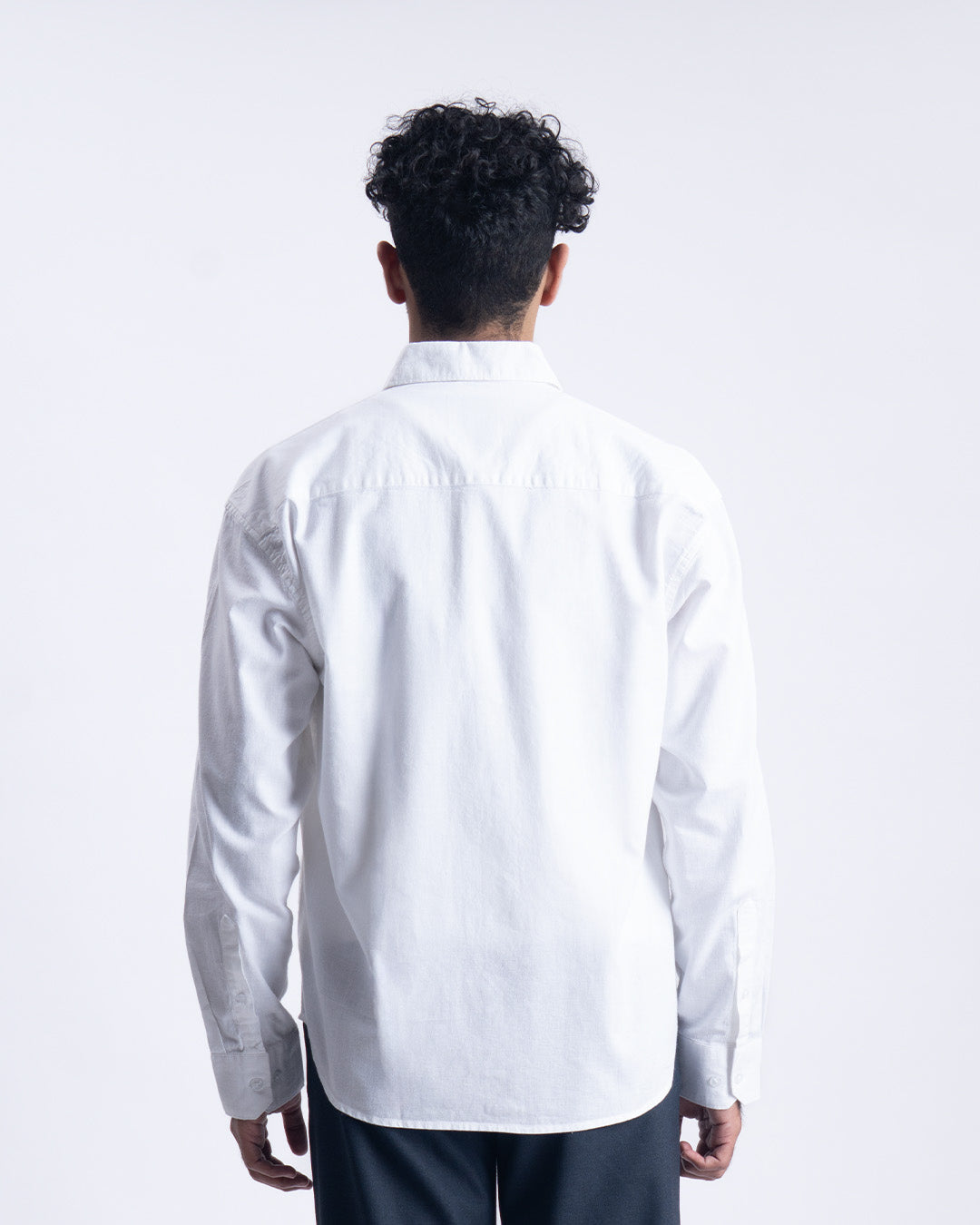 Linen Fused Relaxed Cropped Shirt In White