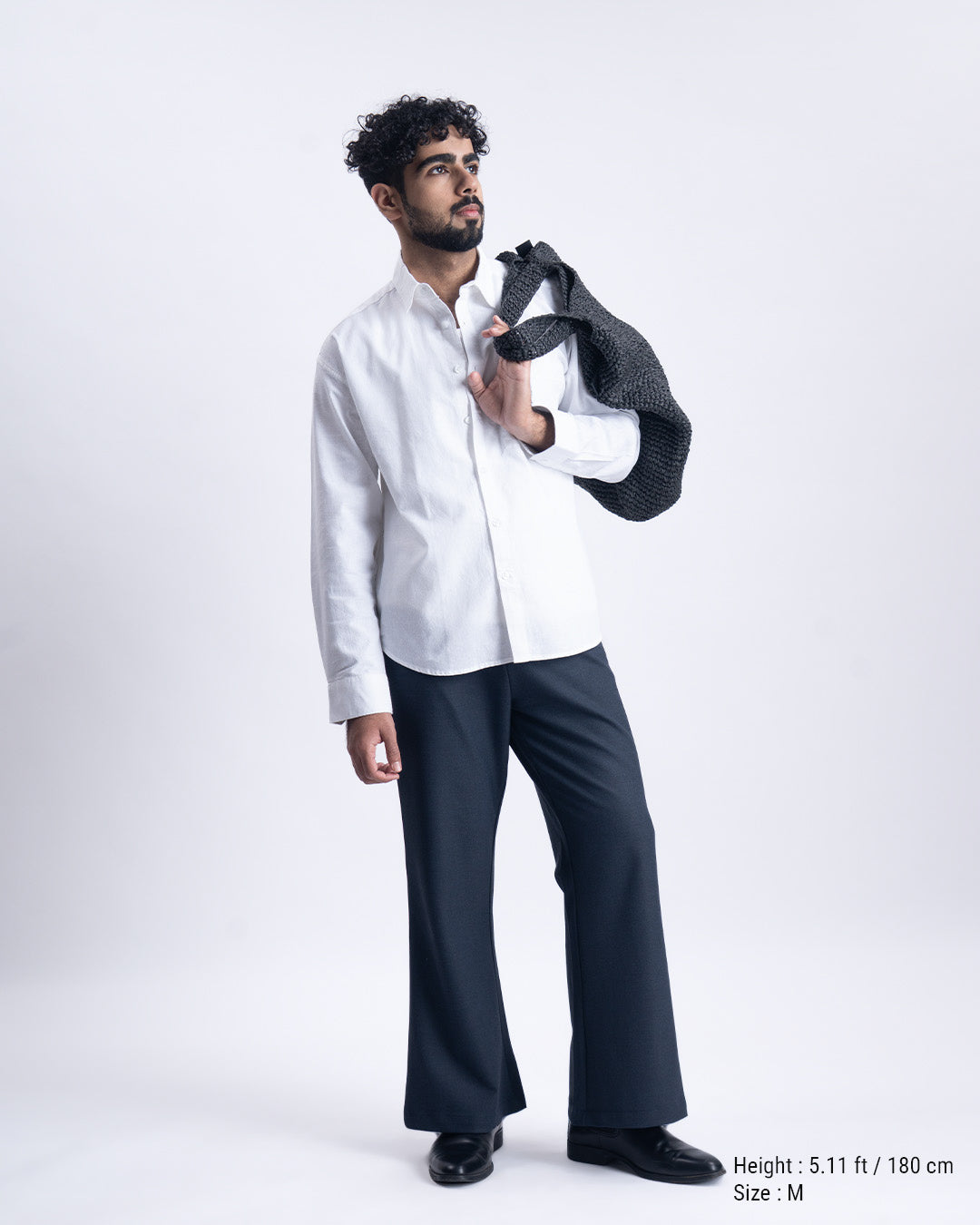 Linen Fused Relaxed Cropped Shirt In White