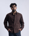 Linen Fused Relaxed Cropped Shirt In Brown