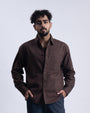 Linen Fused Relaxed Cropped Shirt In Brown