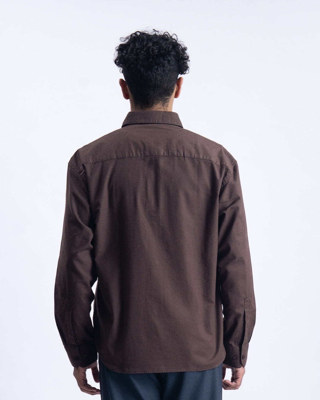 Linen Fused Relaxed Cropped Shirt In Brown