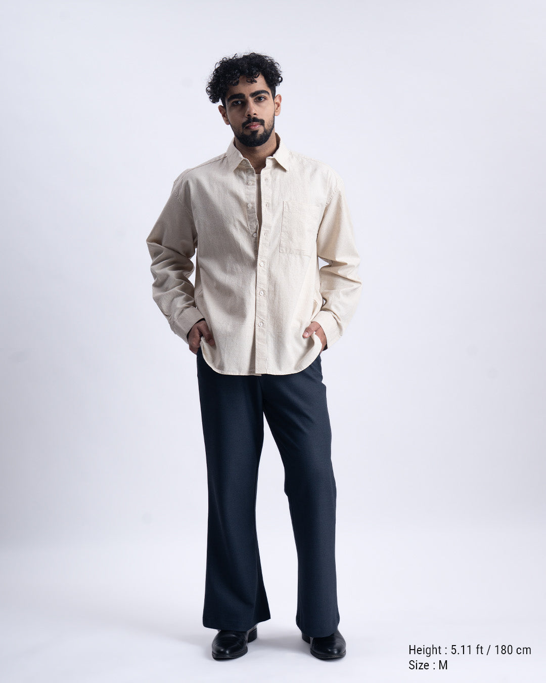 Linen Fused Relaxed Cropped Shirt In Beige