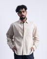 Linen Fused Relaxed Cropped Shirt In Beige