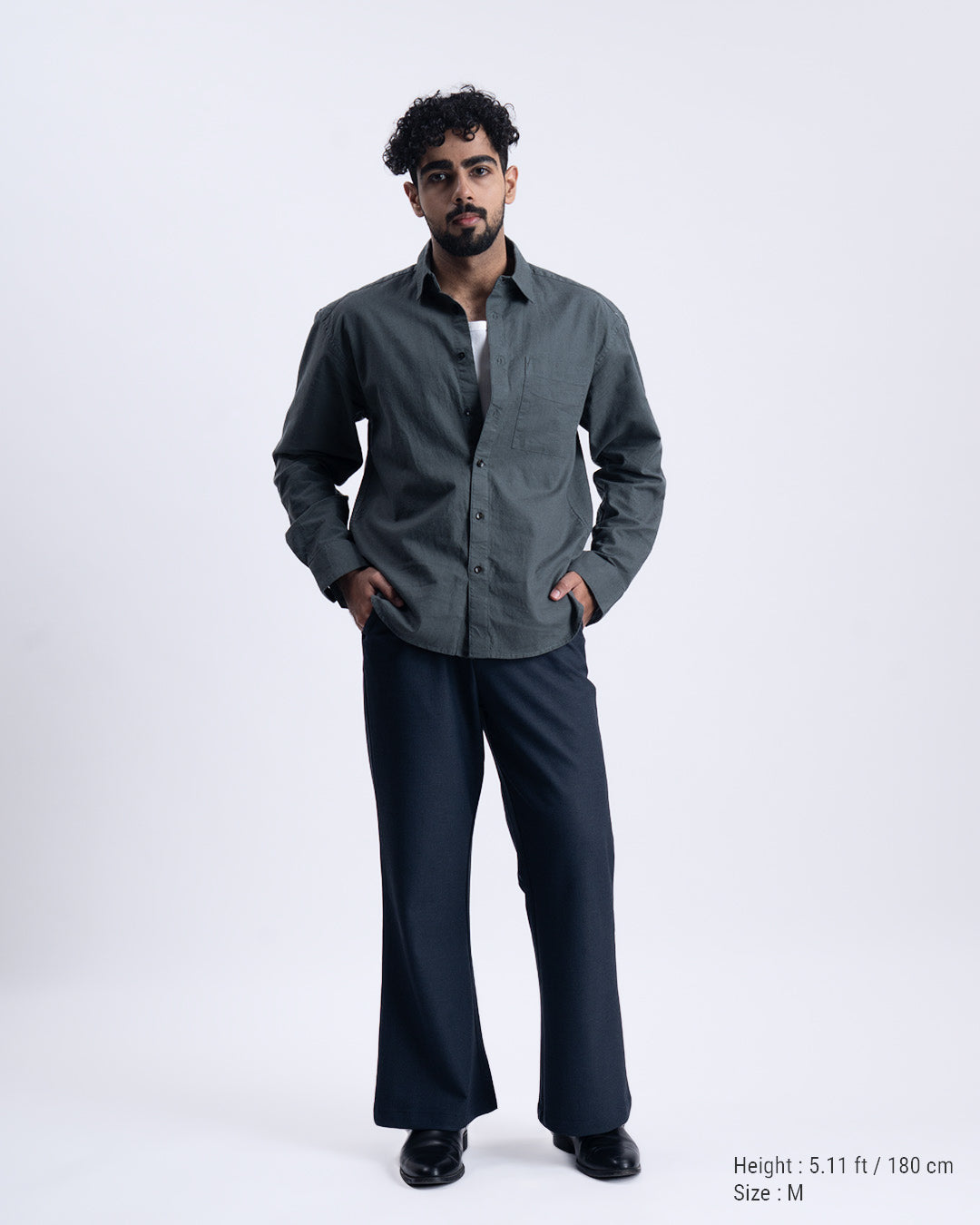 Linen Fused Relaxed Cropped Shirt In Green