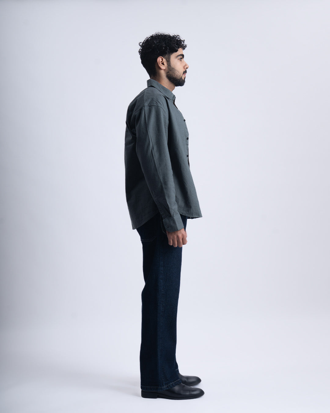 Linen Fused Relaxed Cropped Shirt In Green