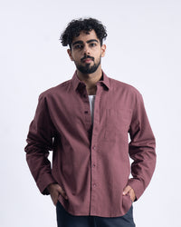 Linen Fused Relaxed Cropped Shirt In Peach
