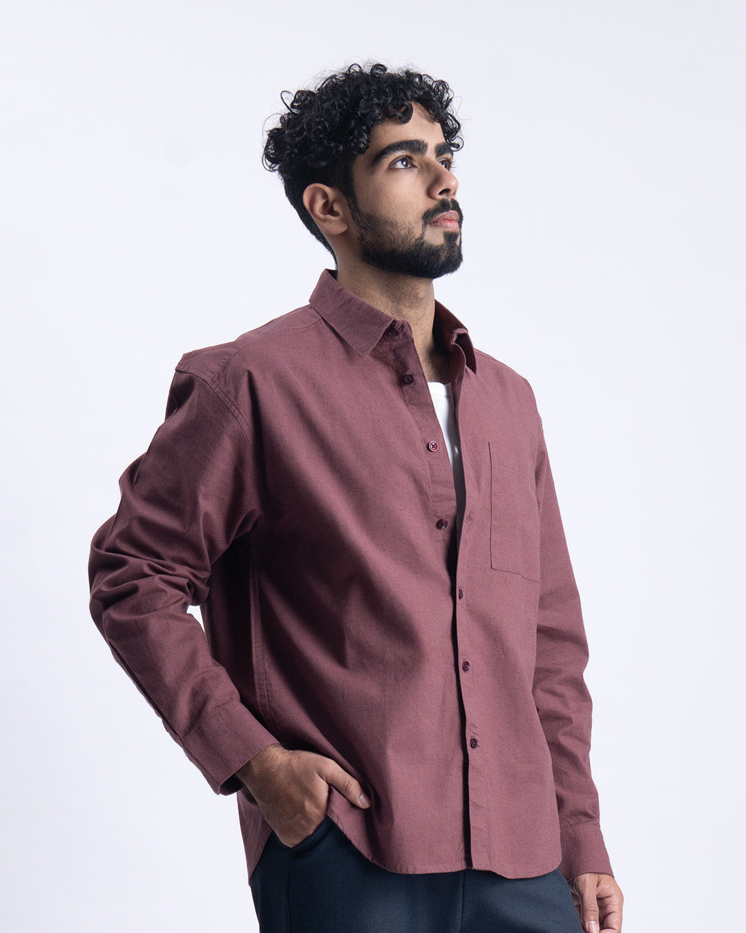 Linen Fused Relaxed Cropped Shirt In Peach