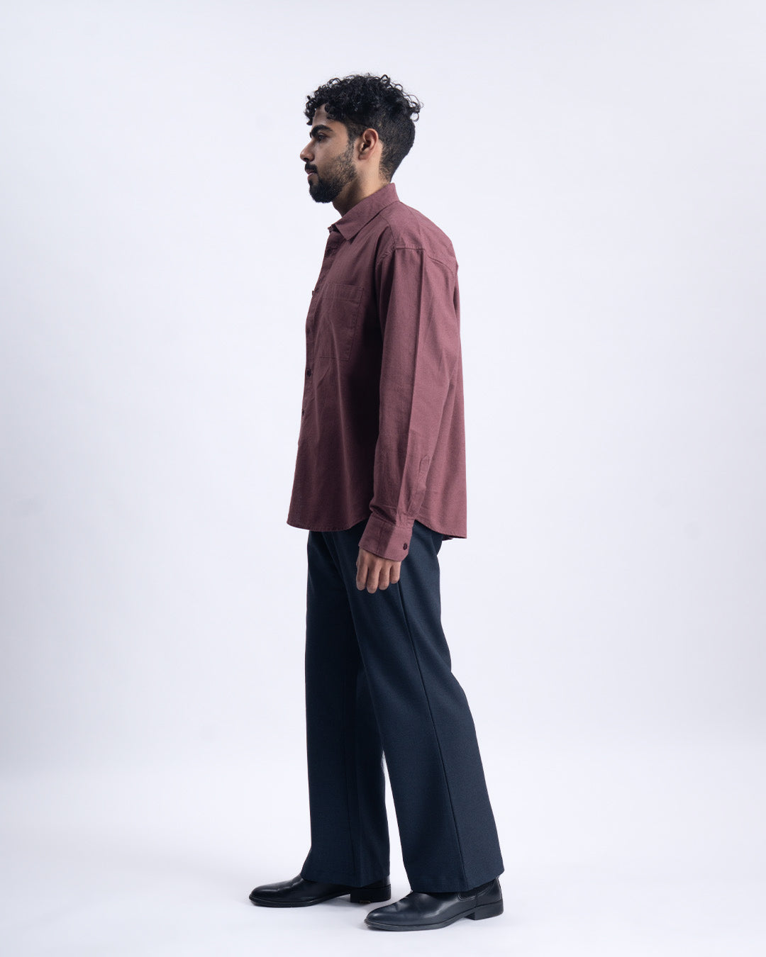 Linen Fused Relaxed Cropped Shirt In Peach