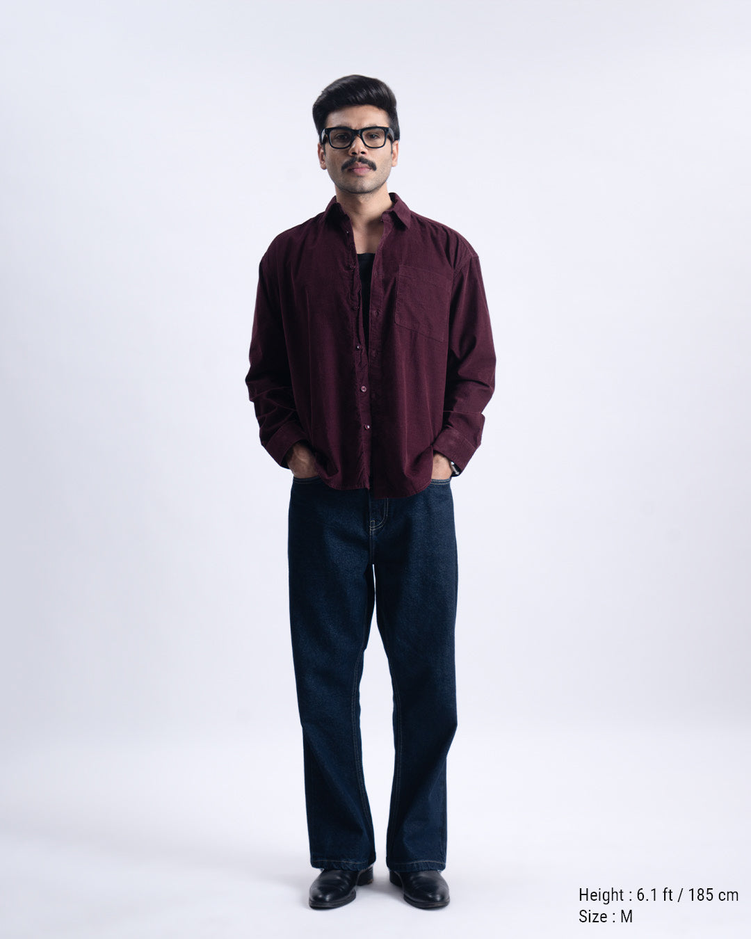 Soft Corduroy Relaxed Shirt In Wine