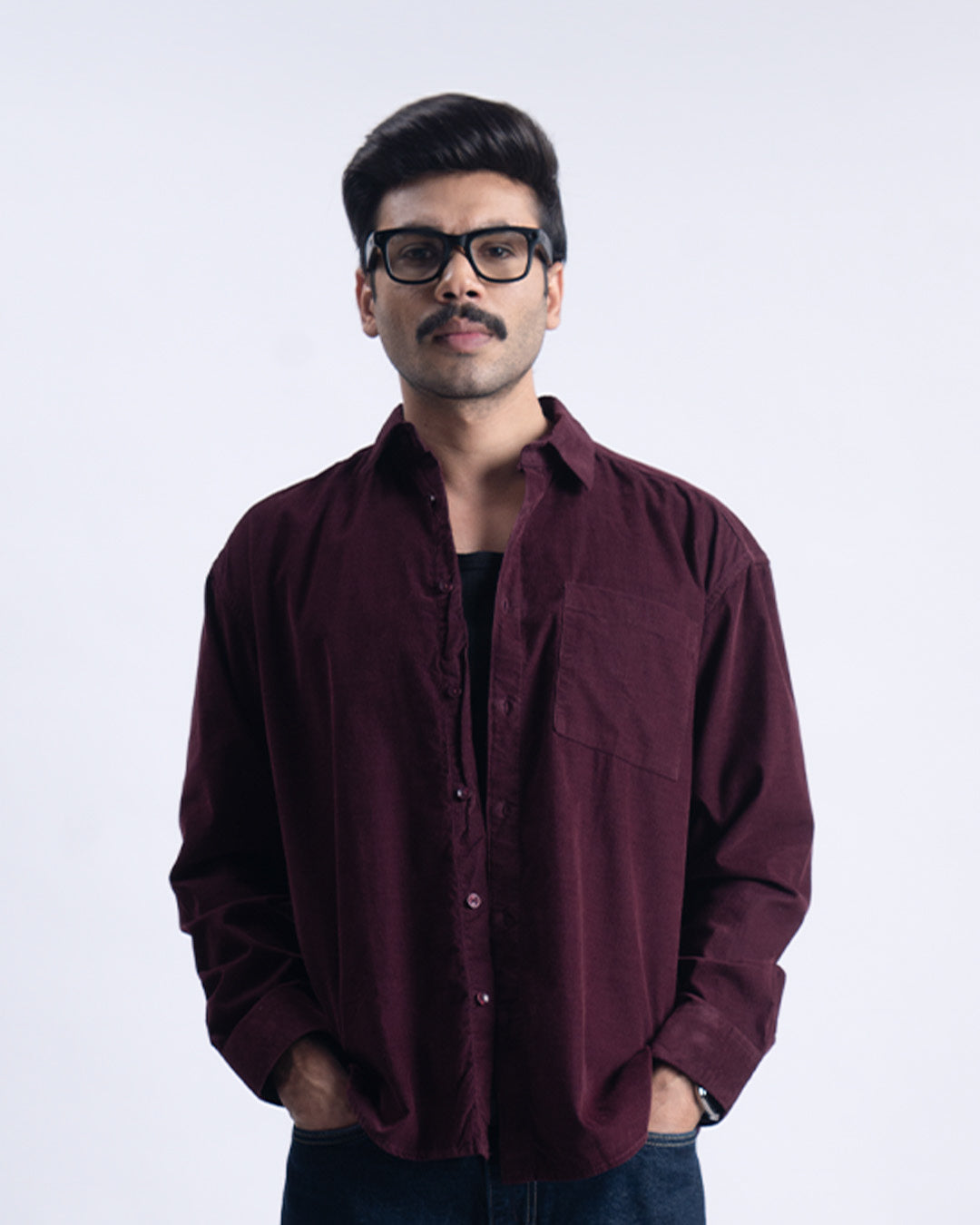 Soft Corduroy Relaxed Shirt In Wine