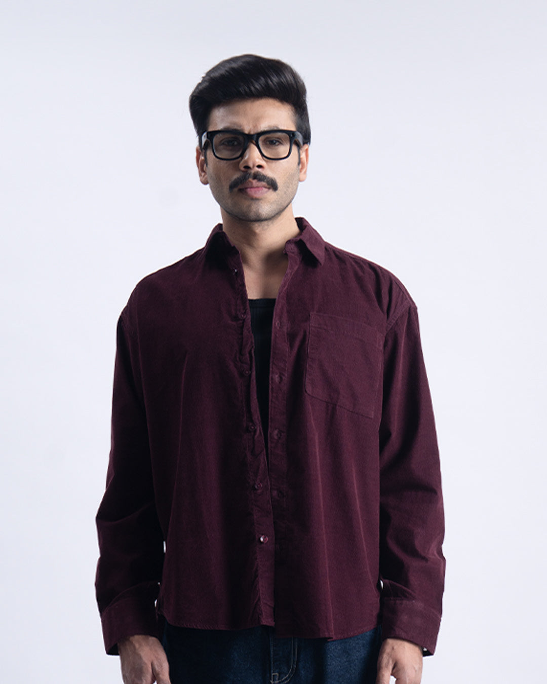 Soft Corduroy Relaxed Shirt In Wine