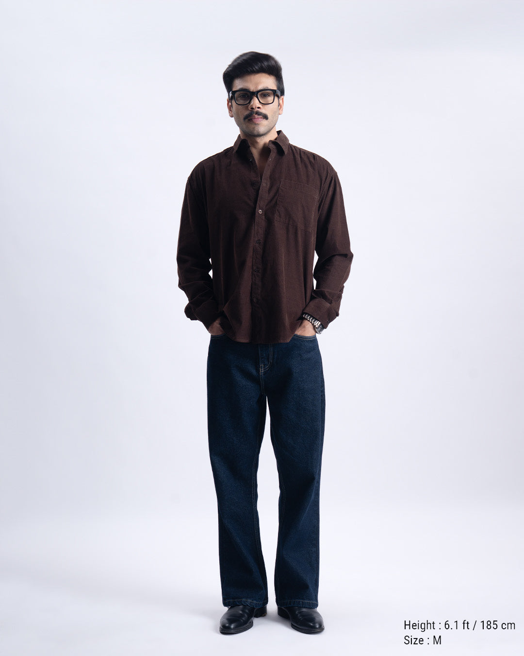 Soft Corduroy Relaxed Shirt In Brown