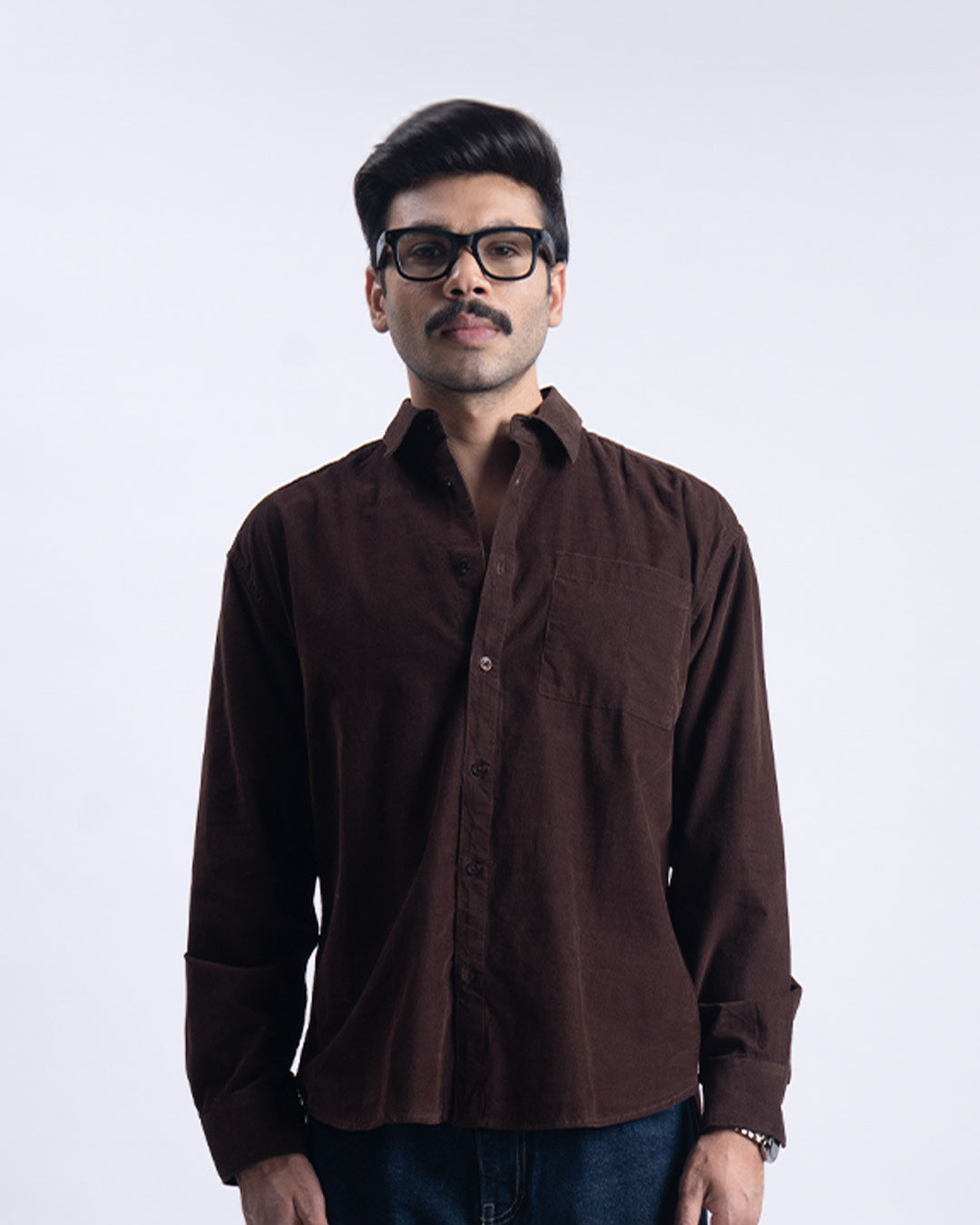 Soft Corduroy Relaxed Shirt In Brown