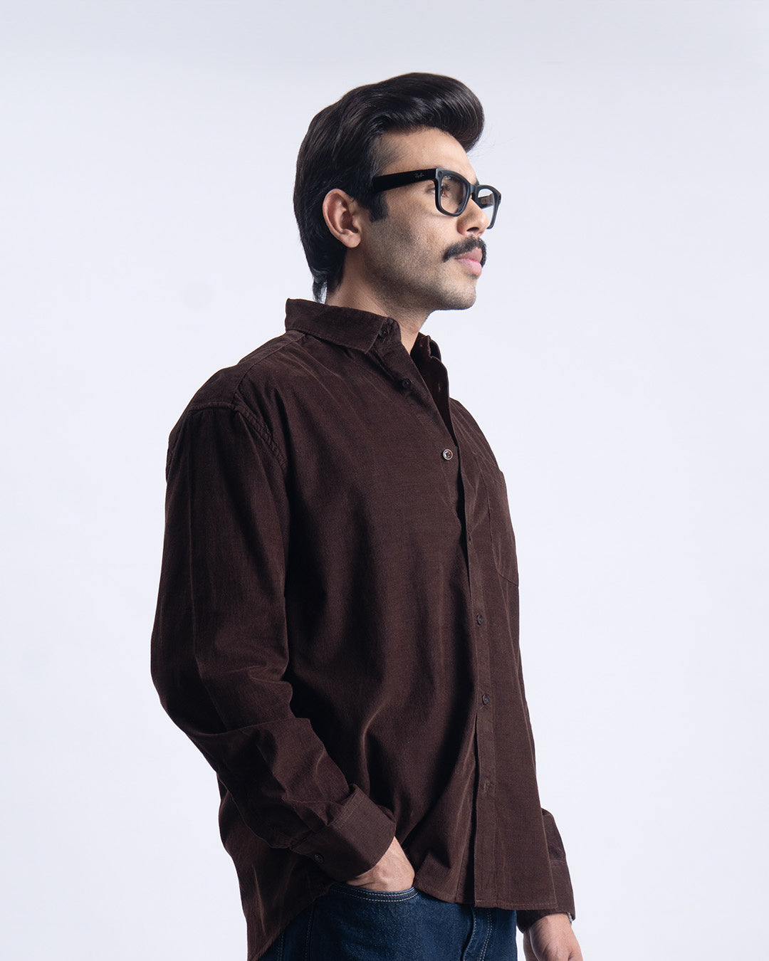 Soft Corduroy Relaxed Shirt In Brown
