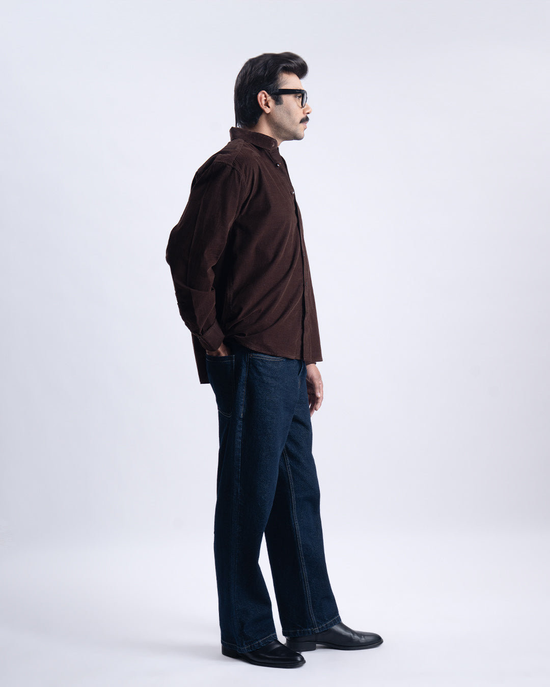 Soft Corduroy Relaxed Shirt In Brown