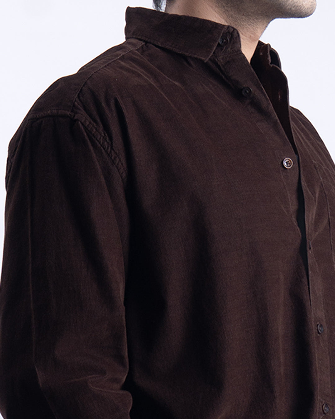 Soft Corduroy Relaxed Shirt In Brown