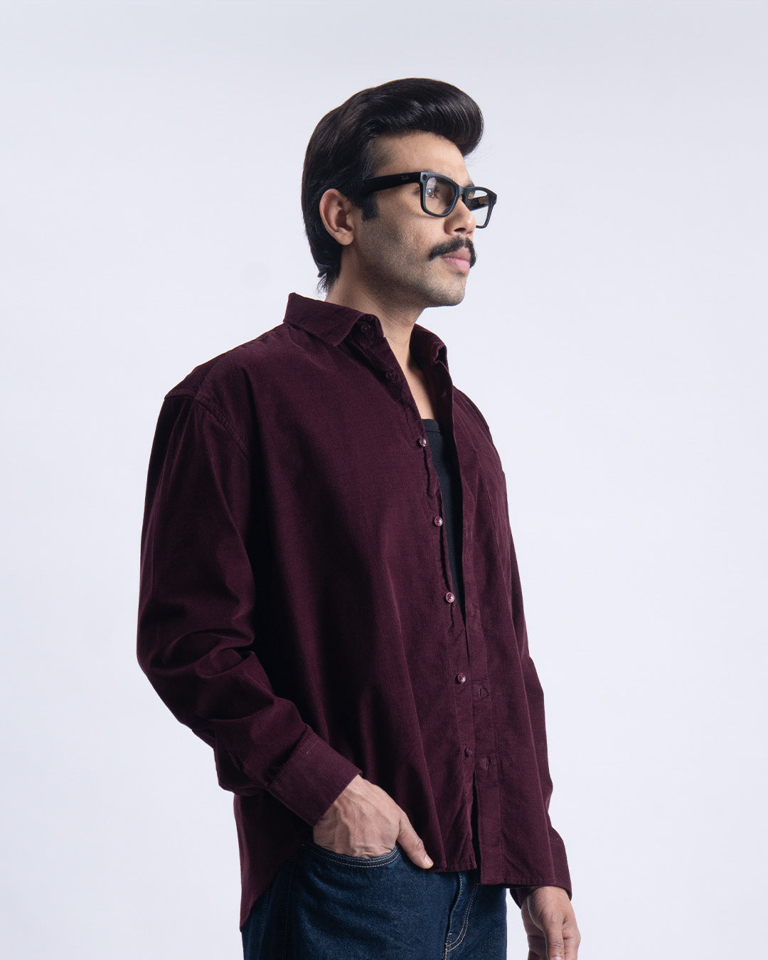 Soft Corduroy Relaxed Shirt In Wine
