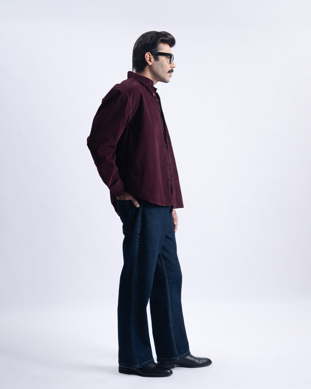 Soft Corduroy Relaxed Shirt In Wine