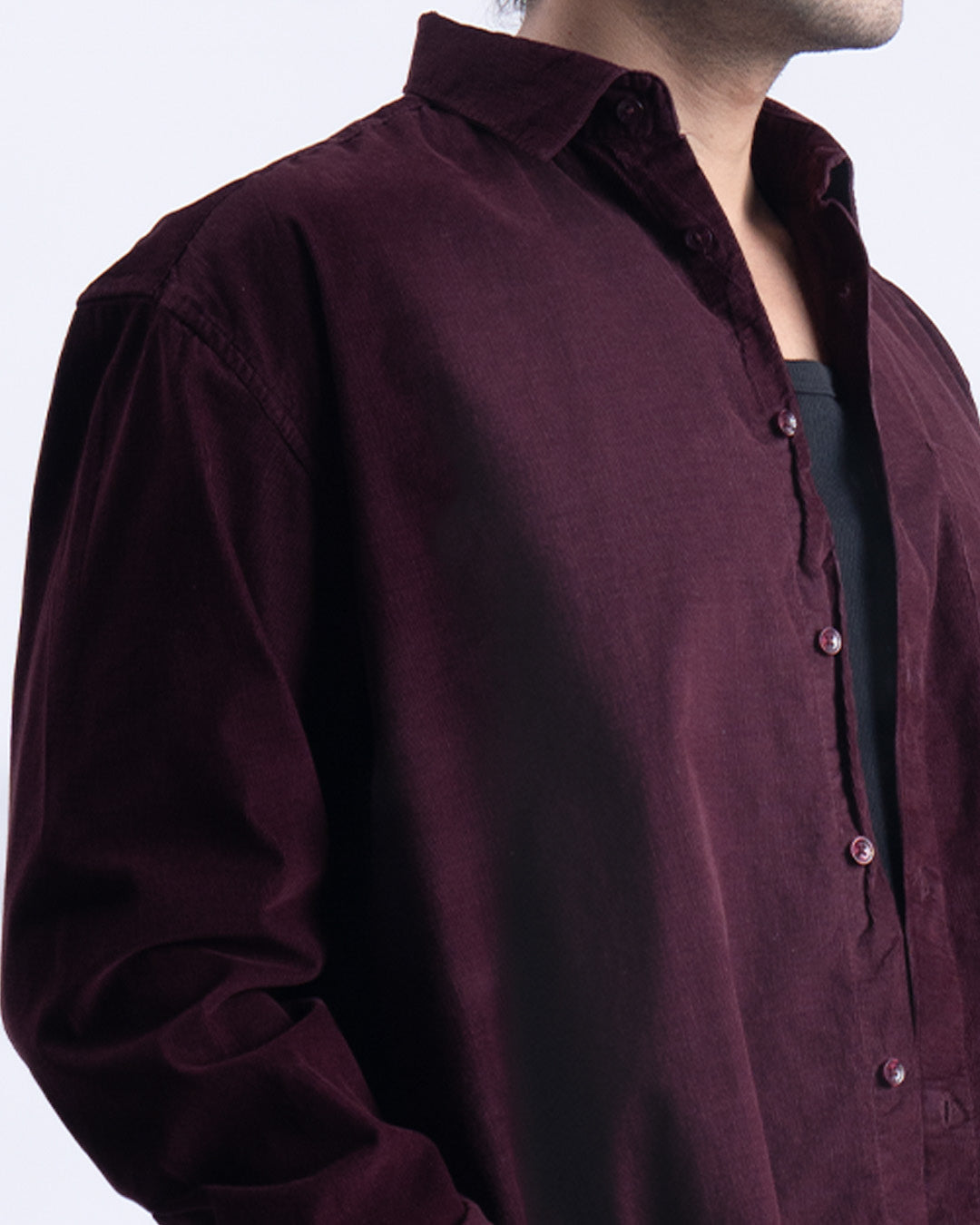 Soft Corduroy Relaxed Shirt In Wine