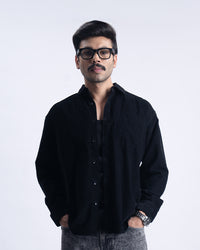 Soft Corduroy Relaxed Shirt In Black