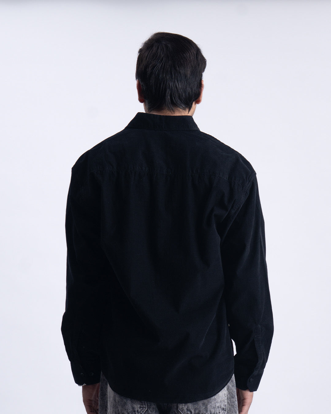Soft Corduroy Relaxed Shirt In Black