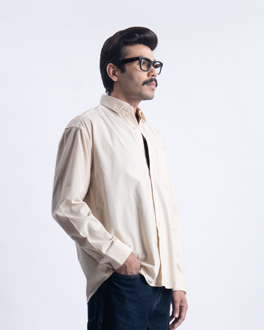 Soft Corduroy Relaxed Shirt In Cream
