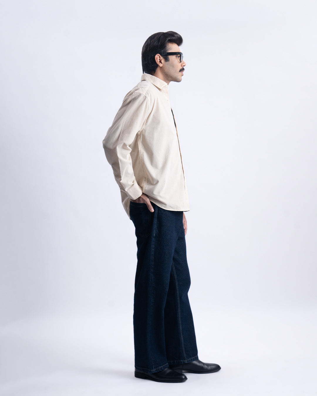 Soft Corduroy Relaxed Shirt In Cream