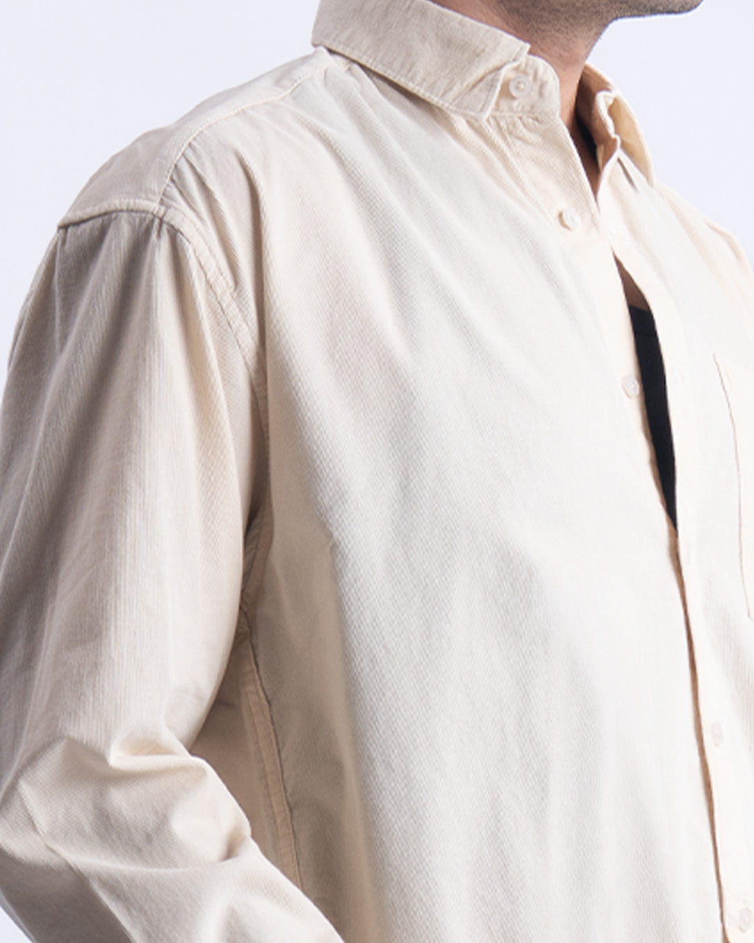 Soft Corduroy Relaxed Shirt In Cream
