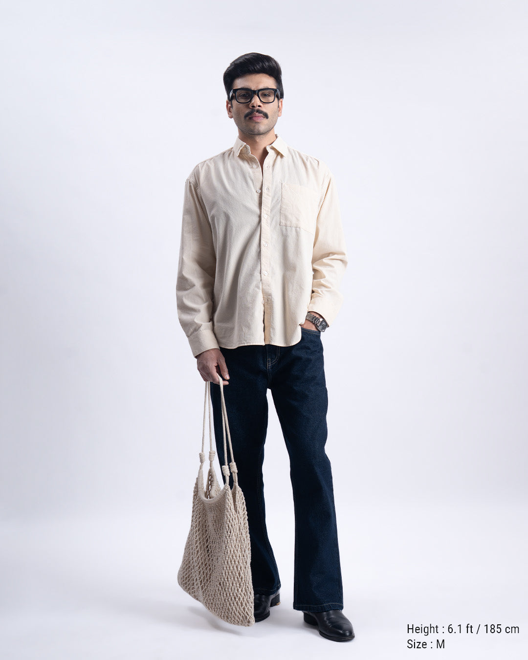 Soft Corduroy Relaxed Shirt In Cream