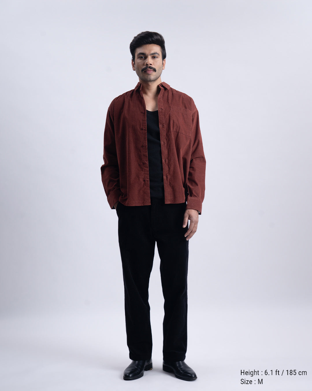 Soft Corduroy Relaxed Shirt In Rust