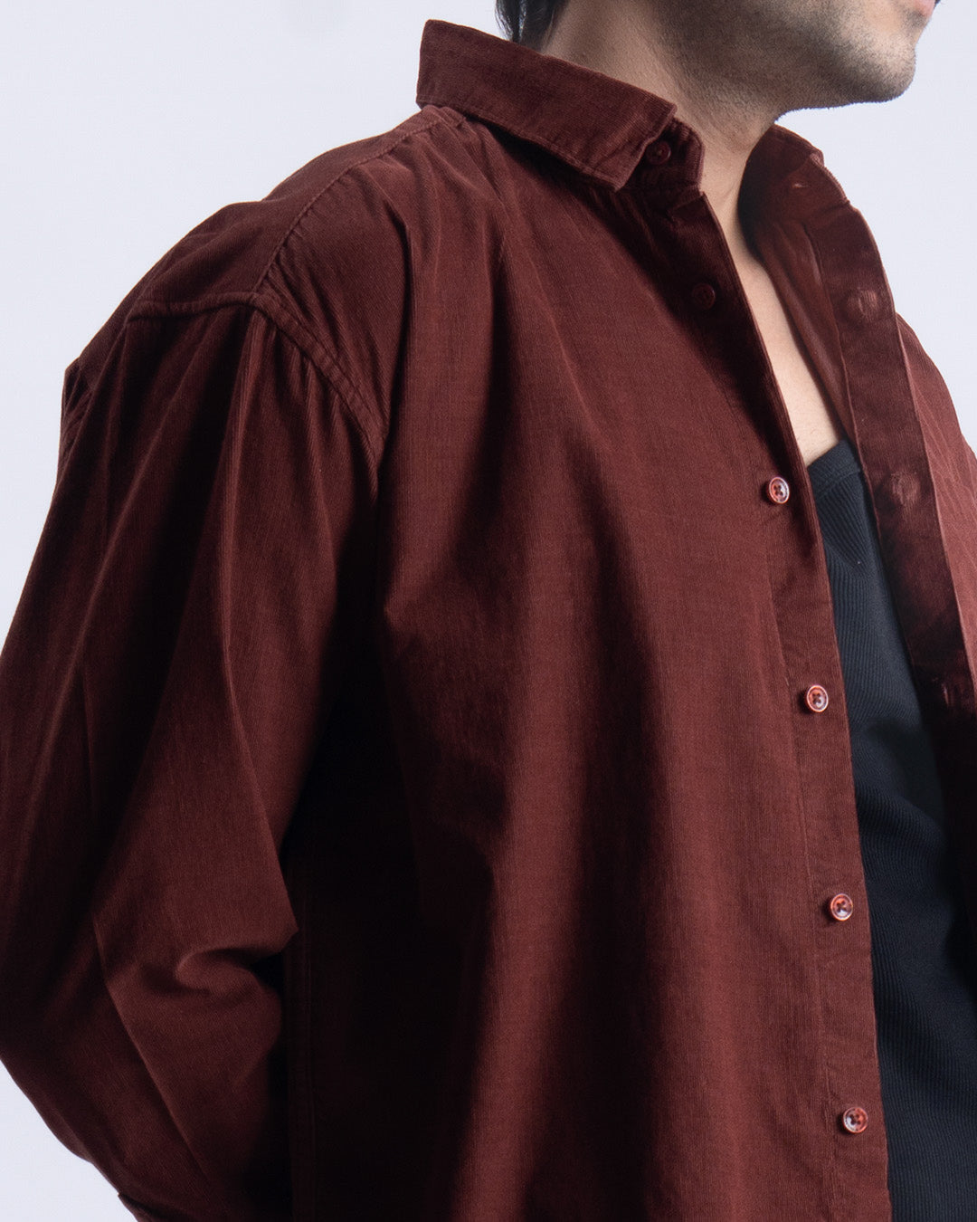 Soft Corduroy Relaxed Shirt In Rust