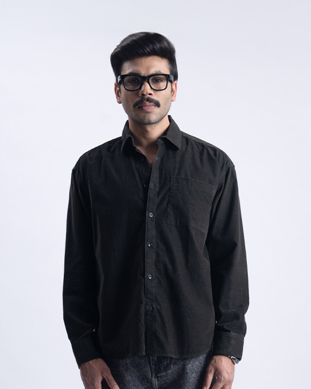 Soft Corduroy Relaxed Shirt In Olive