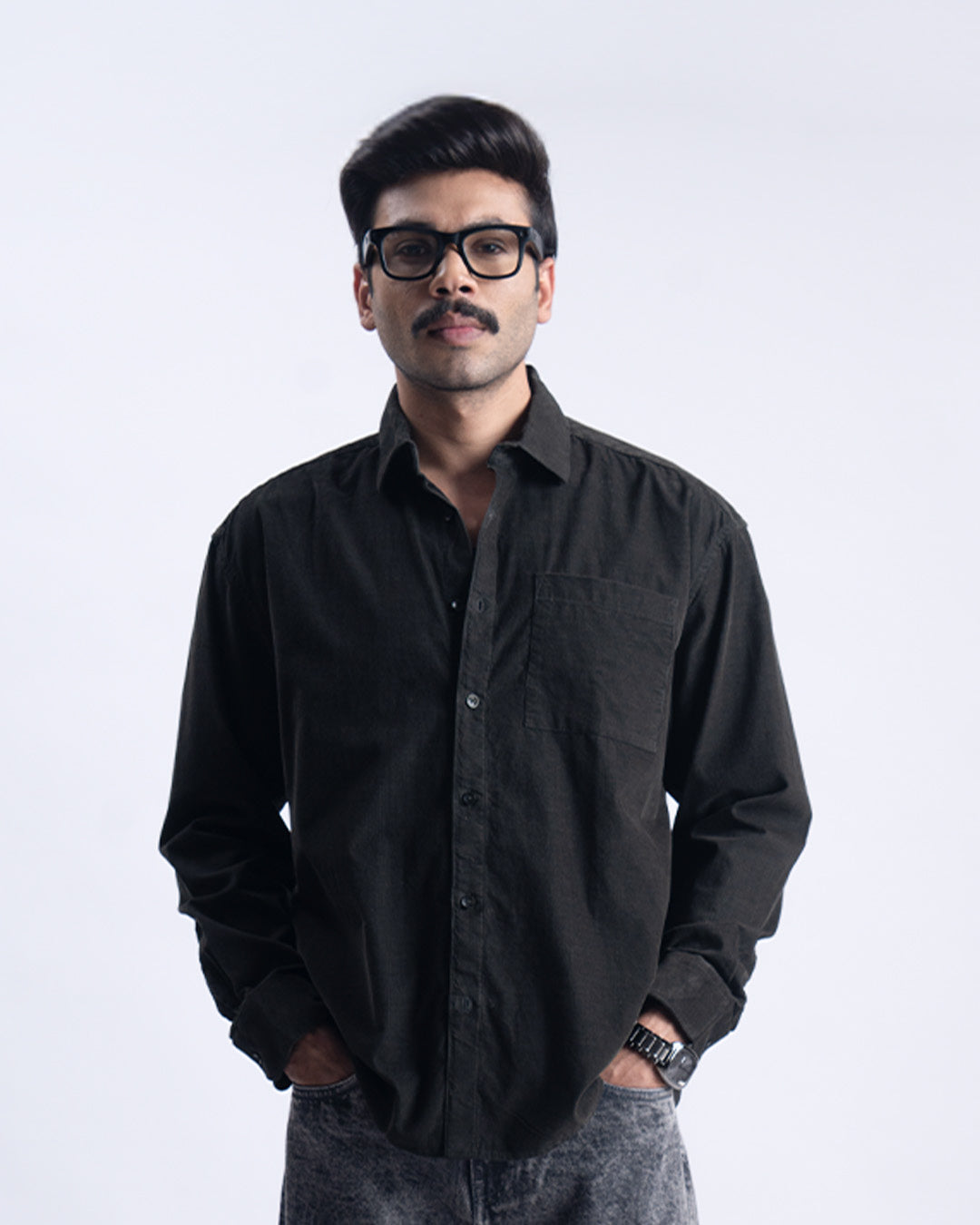 Soft Corduroy Relaxed Shirt In Olive