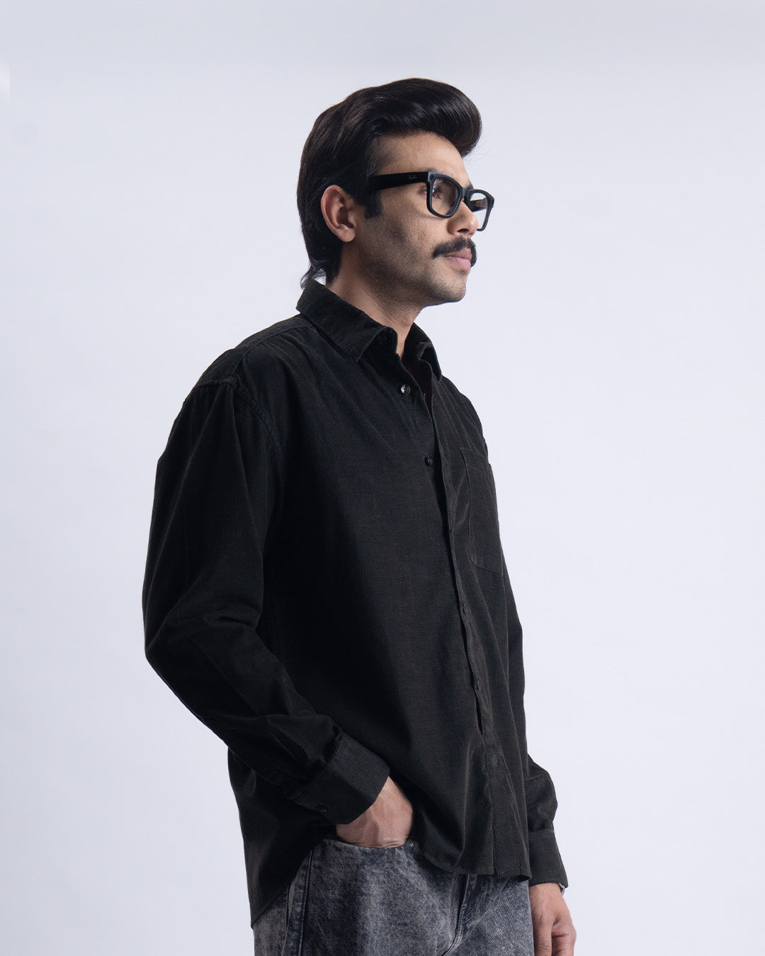 Soft Corduroy Relaxed Shirt In Olive