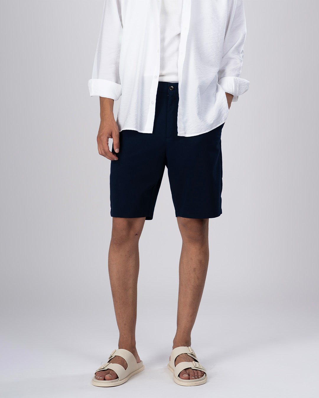 Premium Easy Iron Shorts In Blue