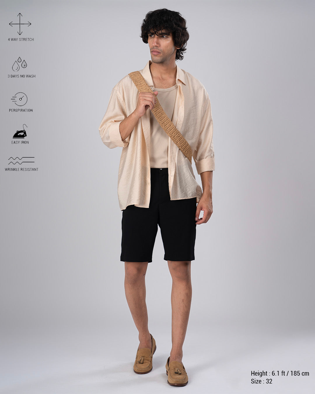 Premium Easy Iron Shorts In Black